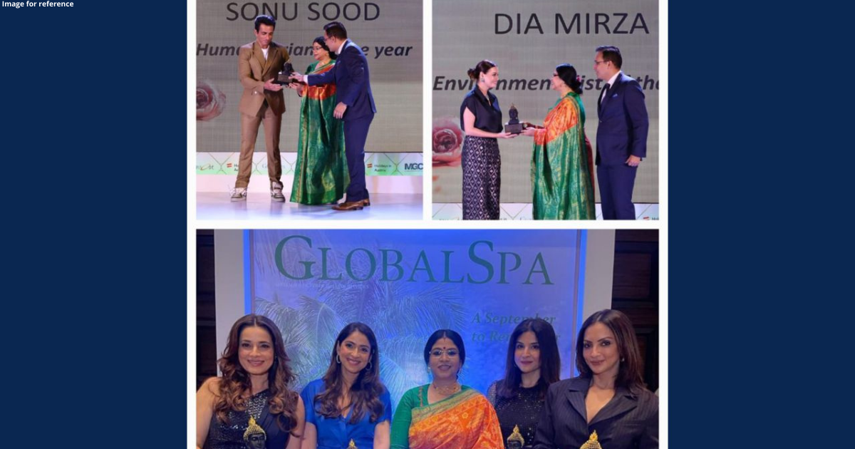 Dia Mirza and Sonu Sood get awarded by Dr. Sohini Sastri at the Global Spa Awards 2022